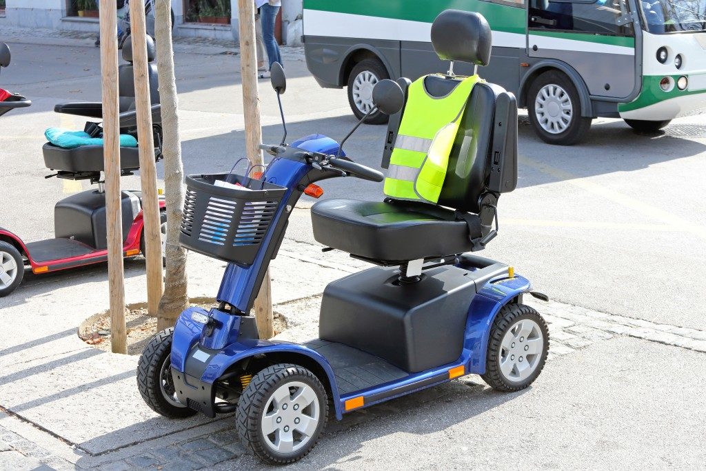 Blue mobility scooter