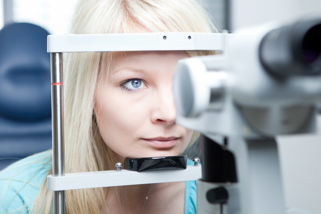 woman having her eye checked
