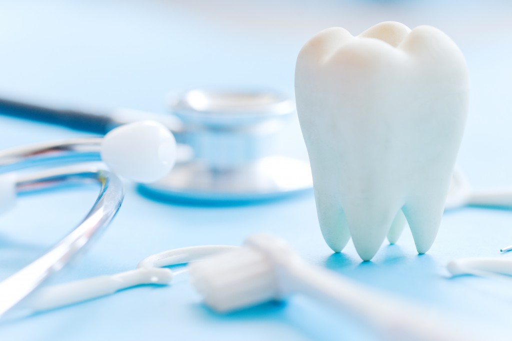 Tooth model with dental tools