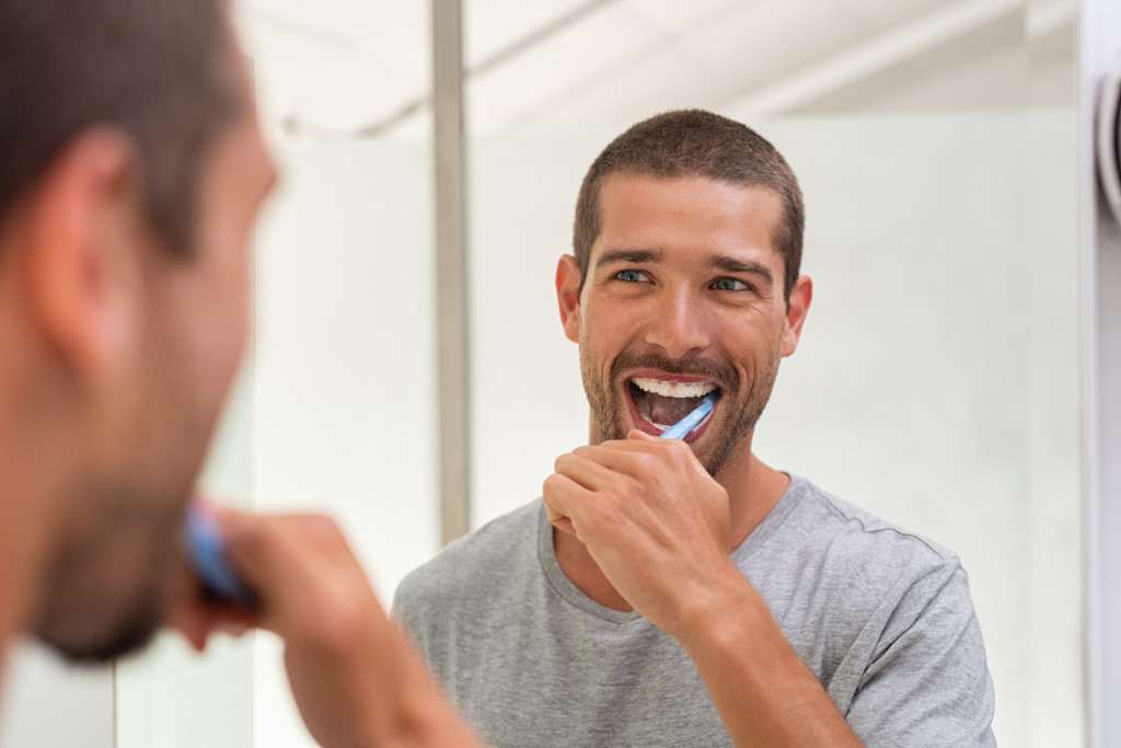 Brushing teeth for dental hygiene